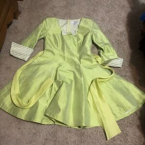 SIM et NAT Paris  Made In France Luxury Coat Dress Sz S/M Yellow Green